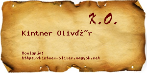 Kintner Olivér névjegykártya